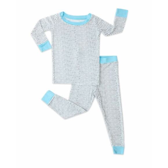 Little Sleepies Baby Polka Dots Blue Trim Bamboo Two-Piece Pajama Set 18-24M - Picture 1 of 14
